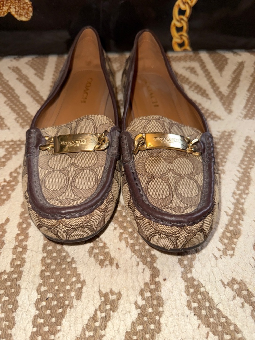 COACH Women’s Brown Signature Canvas Moccasin Loafers